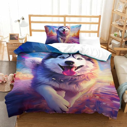 Housse de couette Husky douce en microfibre zippée lit simple - 2