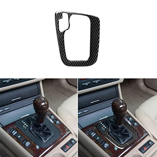 PJFUS Auto Inner Decal Center Console Gear Shift Box Frame Panel Real Carbon Fiber Sticker Compatible with 3 Series E46 1998-2005 Car Interior Trim Accessories Decoration Black