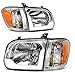 Headlight Assembly for 05 06 Toyota Tundra Double/Crew Cab, 05 06 07 Sequoia Headlamp Replacement, Black Housing Clear Lens (Not suitable for Regular Cab and Assess Cab)