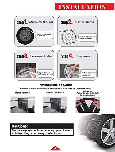 Image of Snake Design Wheel Cover Available in 12,13,14,15,16,17 inch Inch Wheel Cap Universal Model Press Fitting Set of 4 Pcs (15INCH, Silver)