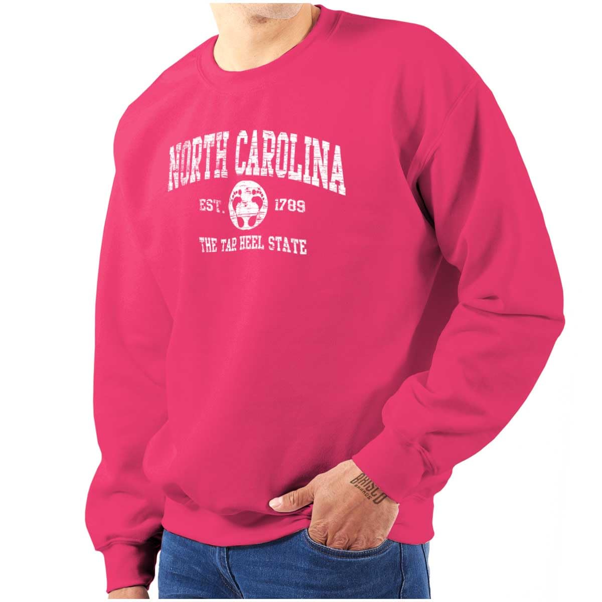 Classic Teaze North Carolina Cute Footprints Beach Sweatshirt for Men or Women