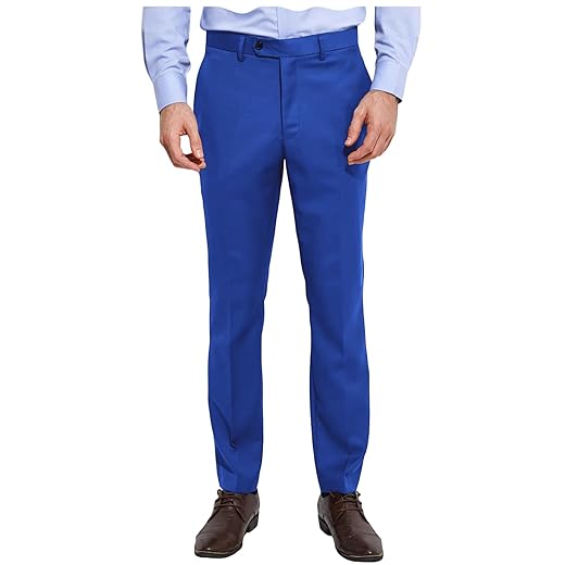 Calça masculina de ajuste clássico, elástica, para trabalho, resistente a rugas, leve, casual com bolsos