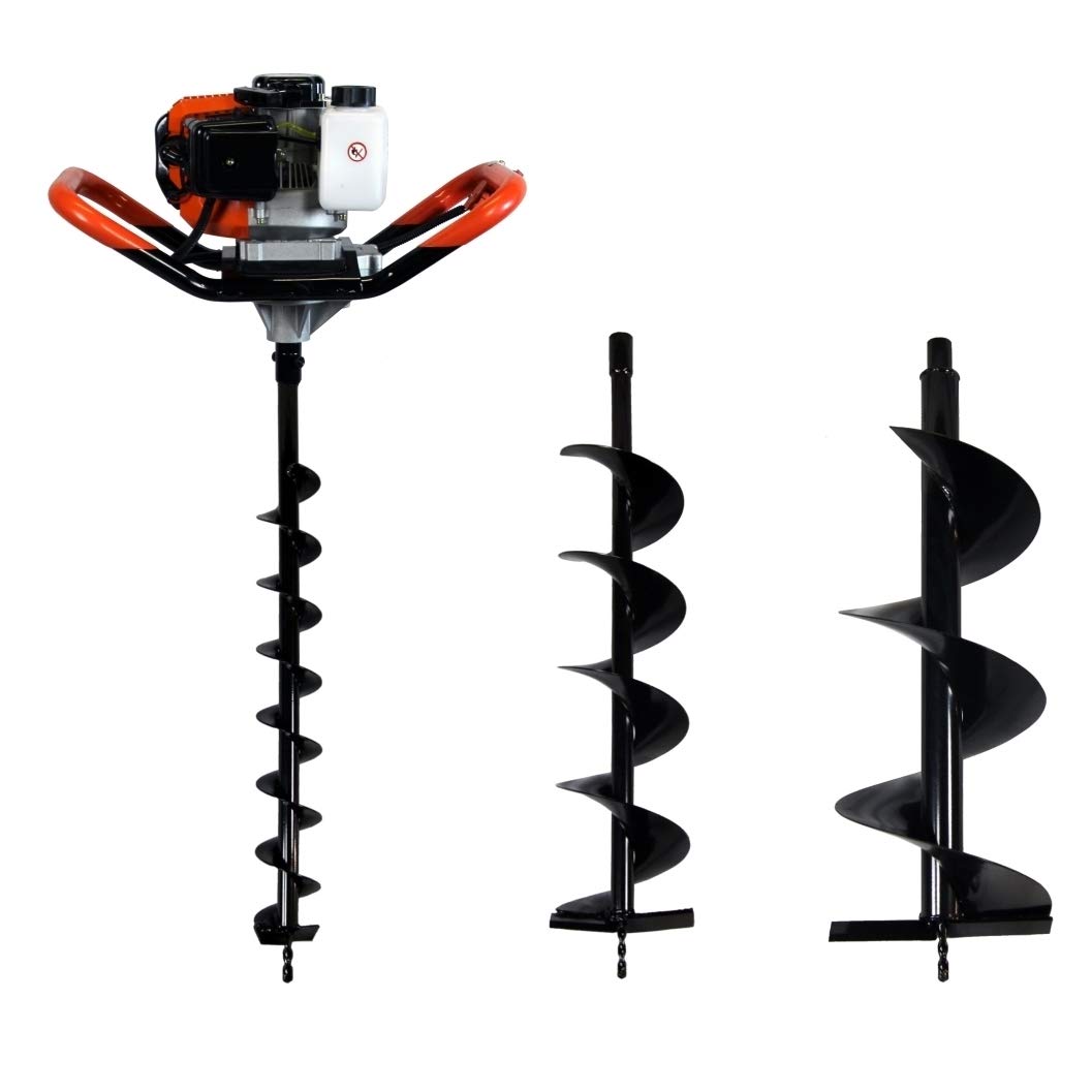Tarière thermique 52 cm3, 3 CV + lot de 3 mèches (80, 150 et 250 mm)