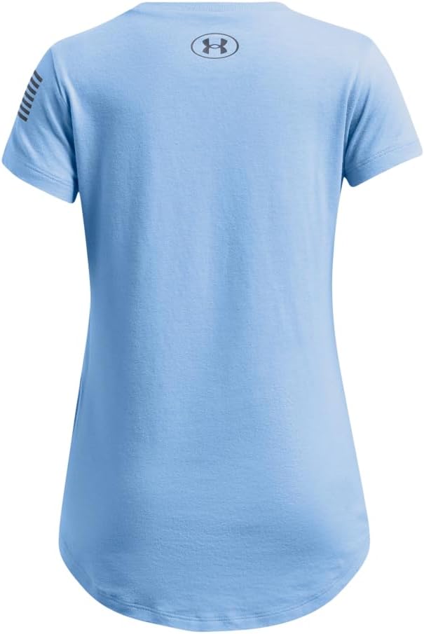Under Armour Girls Freedom Print Short Sleeve T Shirt - Image 2