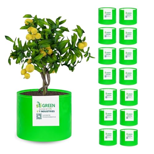 Image of HDPE Grow Bags for Plants 15X15 Inch (Pack of 15) | 260 GSM Heavy Duty UV-Protected Round Green Colour Plant Bags for Terrace and Vegetable Gardening | Strong & Reusable|