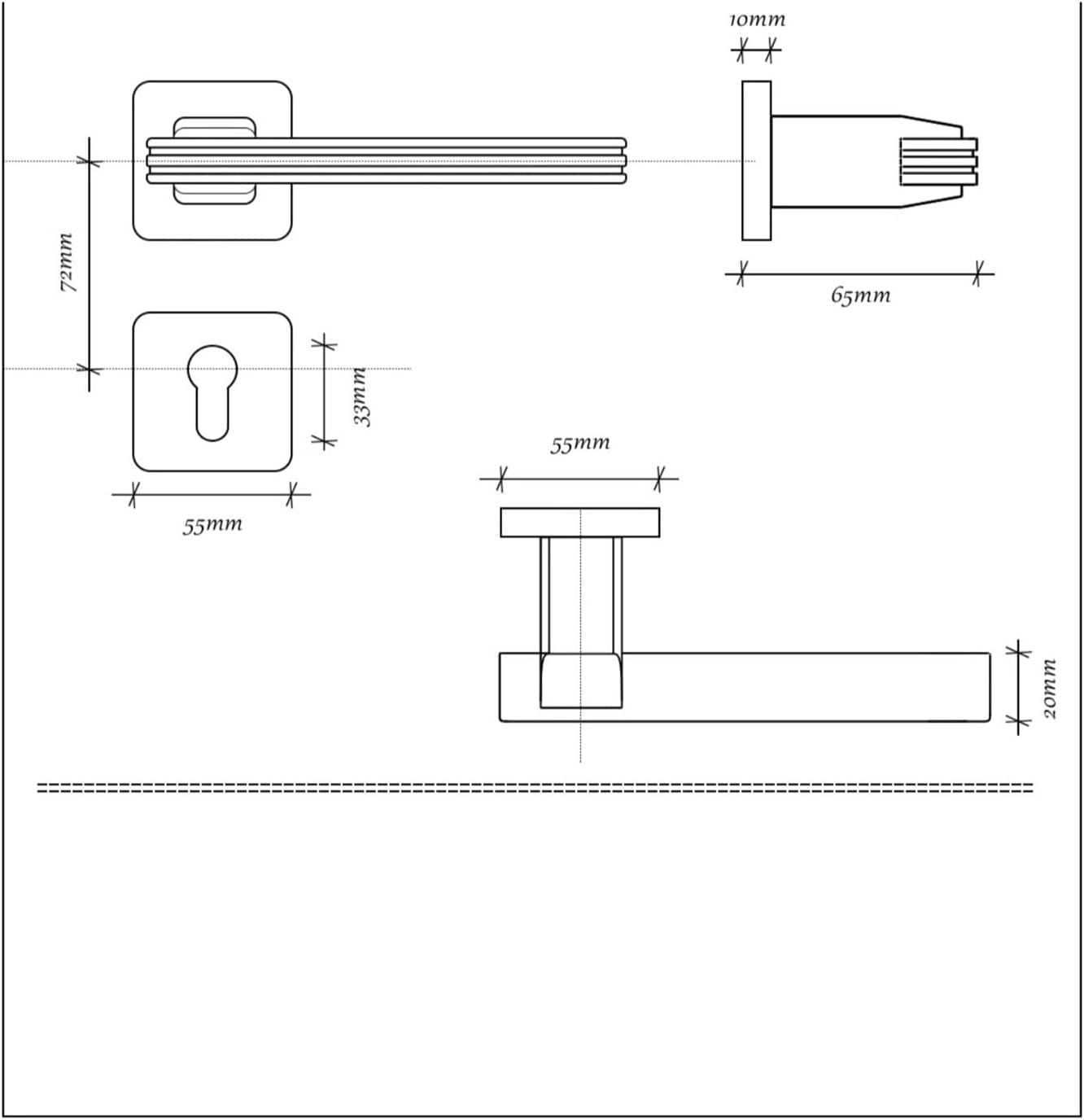 Nordic Italian Door Lock Indoor Bedroom Room Door Lock Simple Silent Door Lock(with Key)