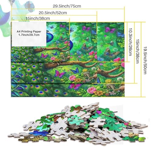 Puzzle de pavo real de 1000 piezas para combatir el estrés con relajación y arte natural 2