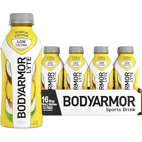 BODYARMOR LYTE Sports Drink Low-Calorie Sports Beverage, Tropical Coconut, Coconut Water Hydration, Natural Flavors With Vitamins, Potassium-Packed Electrolytes, Perfect For Athletes, 16 Fl Oz (Pack of 12) Cover