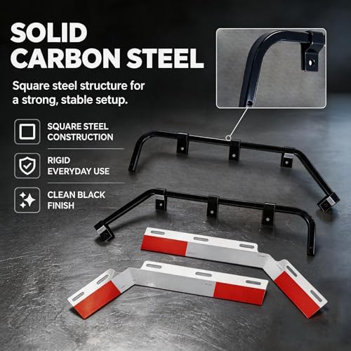 Image of Angled Bar Type Mud Flap Hangers for Semi Truck Mud Flap Hangers for Semi Mud Flaps with Reflective Strip Tape Square Steel Mudflap Hangers