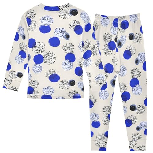 Cartoon Pajamas Set Dot Pattern Long Sleeve PJs Cotton Jammies Sleepwear Top and Pants Multicolor2