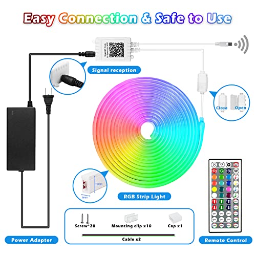 L8Star 16.4Ft Rgb Led Neon Rope Light With Remote Control, Smart Color Changing Diy Mode Neon Flex Strip Lights For Bedroom Indoors Outdoors Decor #TOP6