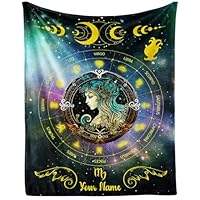 CaomeiWu Custom Virgo Zodiac Blanket, 50\" x 40\" Flannel Stars Astrology Themed Stuffed Vibrant Throw, Soft Nap Throw Blanket for Boys Girls Women Horoscope Lovers Gifts