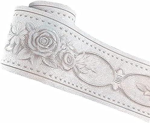 MULLSAN 5 Meters Rattan Flower 3D Peel and Stick Waterproof Wall Border Easy to Apply (White)