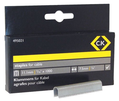 C.K 495021 7.5 x 11.1 mm Cable Staples - Silver (Pack of 1000)