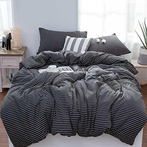 LIFETOWN 100% Jersey Knit Cotton Duvet Cover Set T-Shirt Feel Bedding Set Ultra Soft Wrinkle-Free