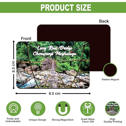Image of Elegant Fridge Magnet with Themes |Rectangular Size Refrigerator Magnet with Magnetic Rubber Back | Pack of 1, 8.6cm X 5.4cm (Cherapunji Meghalaya)