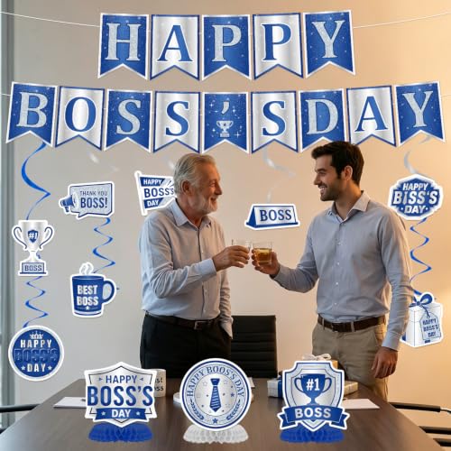 Image of Boss Day Office Appreciation Banner Swirls Honeycomb Decor 13pc