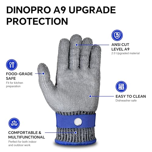 ZEEGO ANSI A9 Cut Resistant Glove, Food Grade Stainless Steel Mesh Metal Glove, Suitable for Mandoline, Kitchen Cooking,Butcher Meat Cutting and Oyster Shucking(2 Pairs,Medium Size) by ZEEGO - Image 2