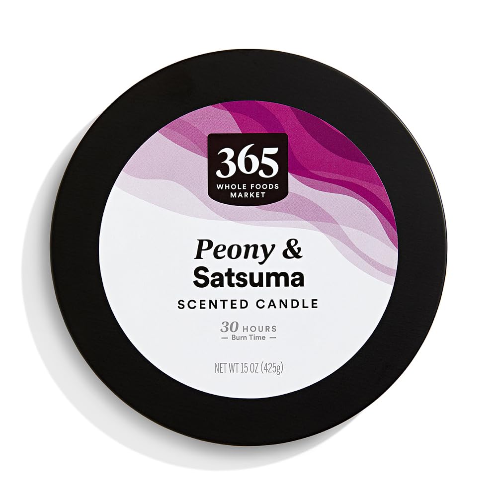 365 by Whole Foods Market, 3-Wick Scented Candle, Peony & Satsuma, 30 Hour Burn Time, 15 Ounce