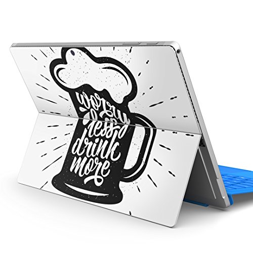 igsticker Surface pro7 (2019) pro6 pro2017 pro4 専用 スキンシール サーフェス ノートブック ノートパソコン カバー ケース フィルム ステッカー アクセサリー 保護 014127 ビール お酒 文字