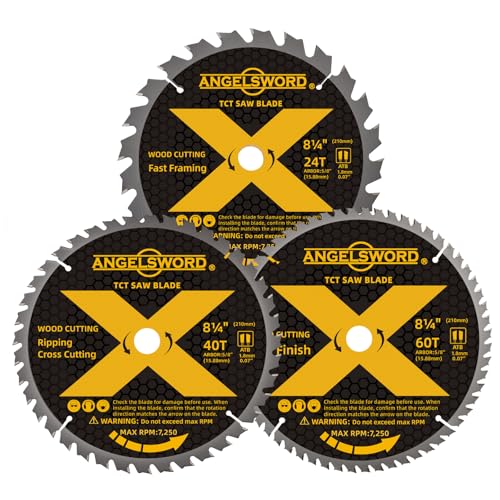 ANGELSWORD 8.25" Circular Saw Blades 3-Pack (24T, 40T, 60T)