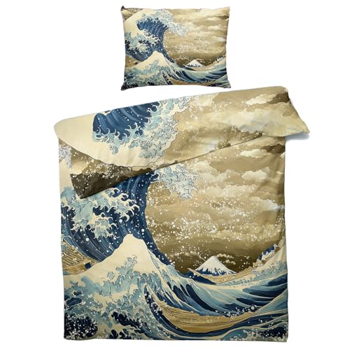 Housse de couette 140x200 japonais réversible avec fermeture éclair