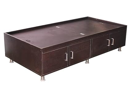 Caspian Furniture Wood Textured Single Bed with Box Storage| Side Storage | Portable Bed | Single Bed Divan |(72 x 30 inch Matress Size), Bed Size 74X32X18 Inch