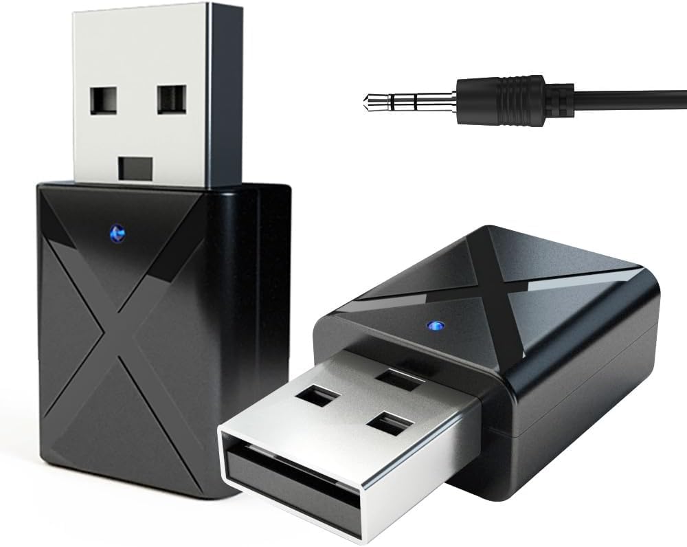 Digitalkey Bluetooth 5.0 Adapter nadajnik i odbiornik USB do telewizora, komputera, słuchawek, głośników, radia samochodowego z kablem audio AUX 3,5 mm