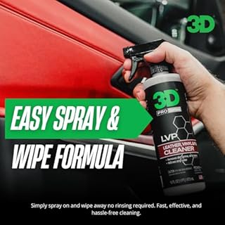 3D LVP Interior Cleaner - Removes Dirt, Grime, Grease, Oil & Stains from Leather, Vinyl & Plastic - Great for Seats, Steering Wheels, Door Panels, Dashboards - Car, Office, Home Use 16oz.