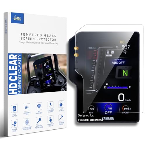 INNOSURE Tempered Glass Screen Protector for Yamaha TENERE 700 (2025+) Motorcycle Instrument 6.3' Screen 9H Anti Scratch/Fingerprint (HD Clear)