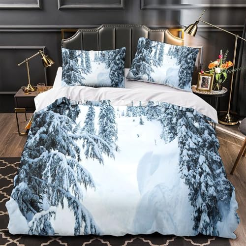 Parure de lit léopard des neiges effet 3D super doux avec fermeture éclair