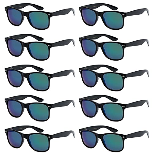 Got Shades Wholesale Bulk Unisex 80's Retro 100% UV Sunglasses for Adults - 10 Pack - w/Flex Hinges