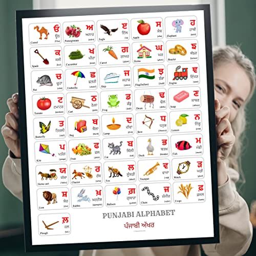Mamma Margaret Punjabi Alphabet POSTER Print With Words And English Translations (16 x 20 inches)