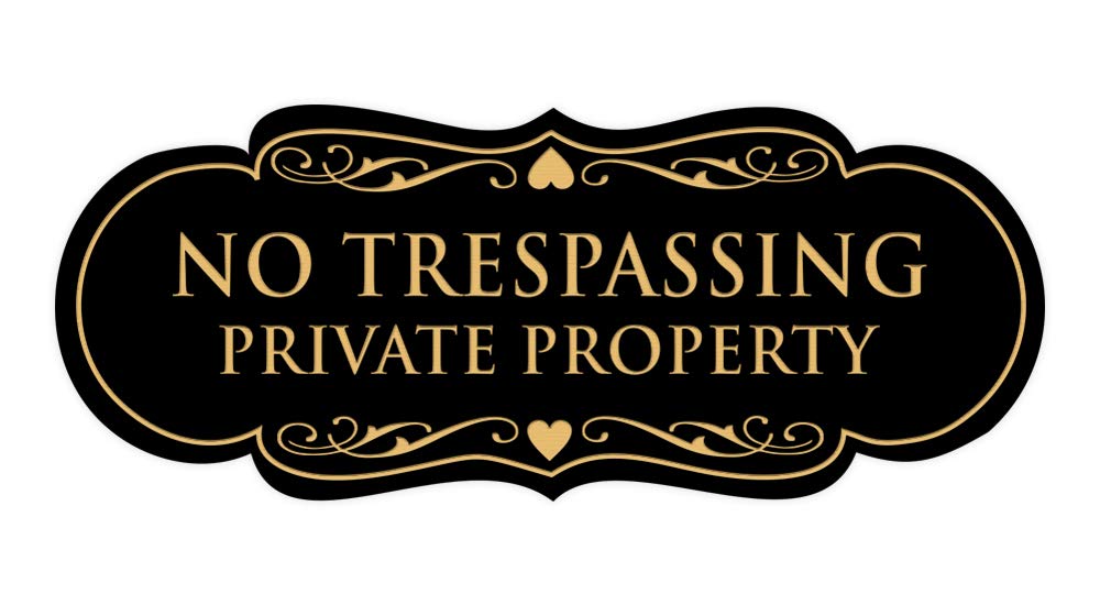 Signs ByLITA Designer No Trespassing Private Property Wall or Door Sign | Security Sign for Property (Black Gold) - Medium (1 Pack)