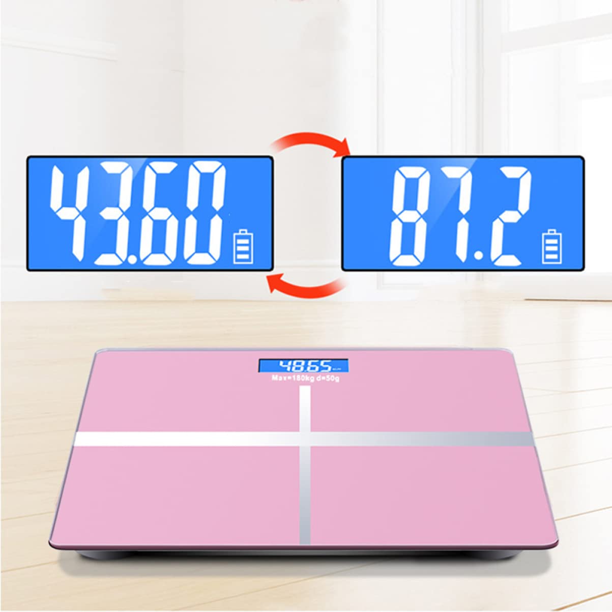 Bilancia Elettronica Ricaricabile USB Display Grande in Vetro Temperato, Design Unico e Elegante per Uso Domestico e Controllo Peso Corporeo