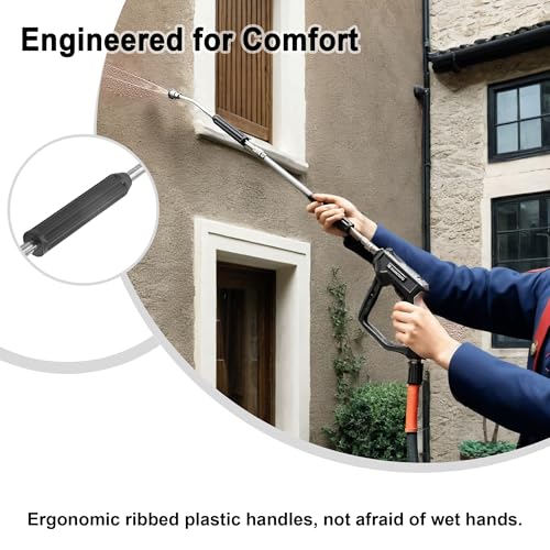 Image of Raincovo Pressure Washer Extension Wand, Anti-Slip Grip Power Washer Lance for Car Washing, Curved Angled and Straight Wand Replacement, 2 Pack, 1 /4'' Quick Connect