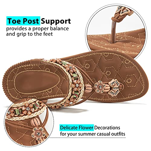 Atoshopce Sandals For Women Summer Flat Shoes With Rhinestone Beaded Elastic Ankle Strap Casual Beach Shoes Women Sandals Non Slip Breathable Dressy Sandal Outdoor #TOP2
