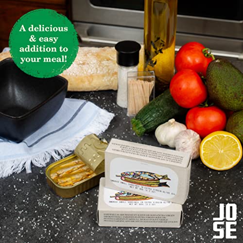 Smoked Small Sardines In Extra Virgin Olive Oil By Jose Gourmet, Wild Caught Portuguese Sardines, Canned Fish In Olive Oil, Omega 3, Fair Trade, 125G Can #TOP3