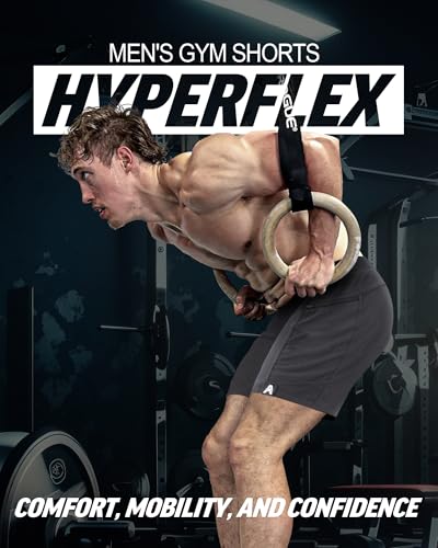 Anthem Athletics Hyperflex Mens Gym Shorts - 7" Inseam Workout Athletic Running Shorts w/Elastic Waistband & Drawstring - Ideal for Workouts, Yoga, & Cross Training (Volcanic Black G2, Large)