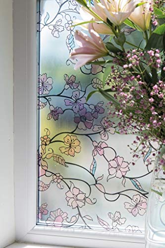 D-C-Fix Removable Static Cling Privacy And Decorative Glass Window Decal Film For Home Office And Bath, Kyoto Floral, 26,5" X 59" Roll #TOP3