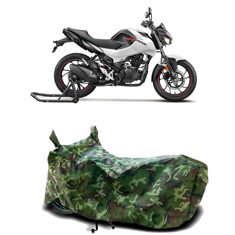 Image of DUFFEL-100% Heat Protection Two Wheeler Bike /Scooty Body Cover for Hero Xtreme 160R Water Resistance /UV-Rays /Birds Dropping /Scratchproof /Dust Proof /Waterproof[Green Jungle Print]
