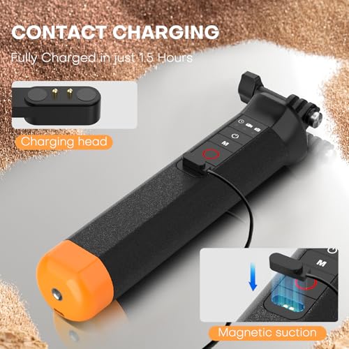 REYGEAK Floating Selfie Stick Hand Grip,with Bluetooth Remote Control,Underwater Handle Stick with Lanyard, Waterproof Monopod for GoPro Accessories Hero 13/12/11/10/9 Action Camera