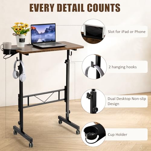 Image of SIDUCAL Standing Desk Adjustable Height, Rustic Brown