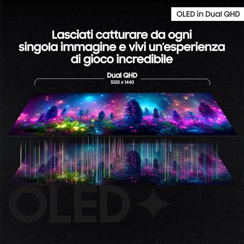 Gaming Odyssey OLED G9 (S49DG934), Curvo (1800R), 49'', 5120x1440 (DQHD), 32:9, HDR10+, QD-OLED Glare Free, 240Hz, 0,03ms (GtG), Compatibilità G-Sync, HDMI, Micro HDMI, DP - Monitor - Immagine 2