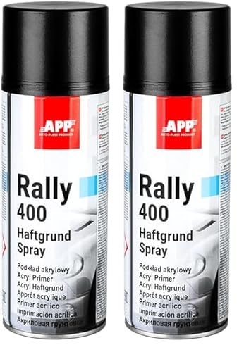 APP Rally 400 Acryl Primer Spray - Imprimación Universal | Imprimacion spray con excelente agarre | Pintura spray imprimacion para carrocería, metal, plástico y madera | 400ml | Negro (Paquete de 2)