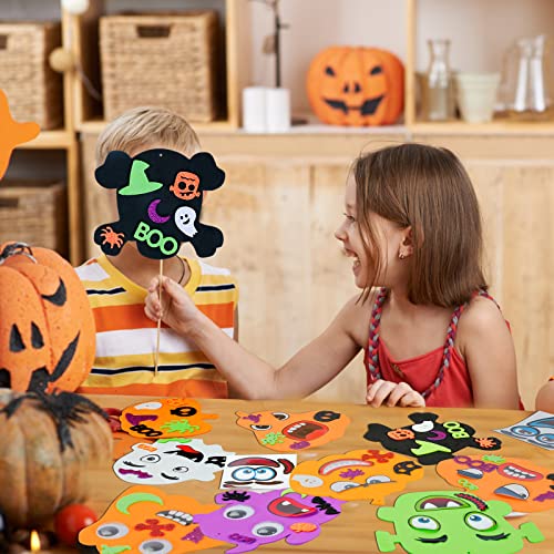 Max Fun 204Pcs Halloween Pumpkin Foam Stickers Craft Kit For Kids Glitter Shapes Pumpkin Ghost Skull Halloween Decorations Party Favors Supplies #TOP4