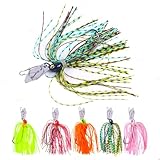 Bass Bladed Fishing Lures Jigs: 5pcs Swim Silicone Skirts Flipping Lures Hook Pitching Bait (Multi Color 1)