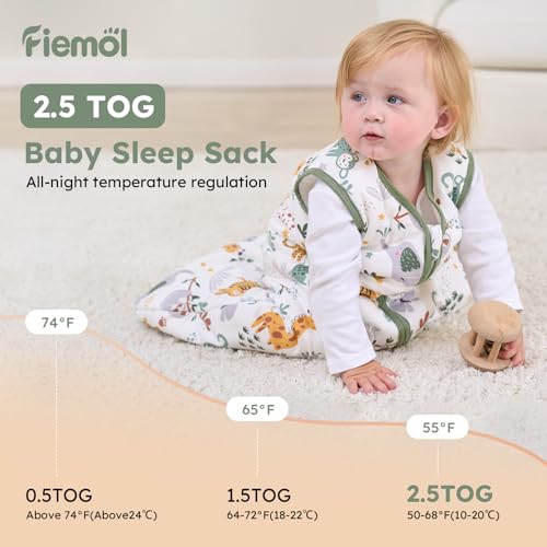 Image of Baby Sleep Sack 18-24 Months, 2.5 TOG Cotton Winter Baby Wearable Blanket with 2-Way Zipper, Warm Soft Sleeping Bag for Toddler Boy Girl, X-Large Giraffe