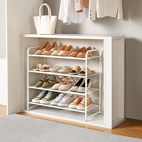 Leguang 4-Tier Stackable Shoe Rack Storage Organizer, For Bedroom Closet, Entryway, Hallway, Expandable & Adjustable, Wire Grid, White #TOP1