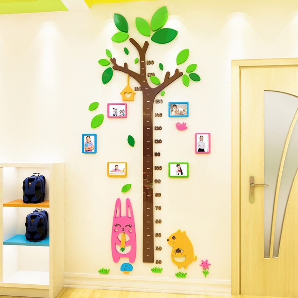 Gráfico de medición de Altura, 3D Stereo Acrylic Kids Measure Height Wall Decal, for Home Living Room DIY Wallpaper Stickers Decoration Wall Art